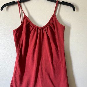 Rust tank top, pleated spaghetti straps Size Med